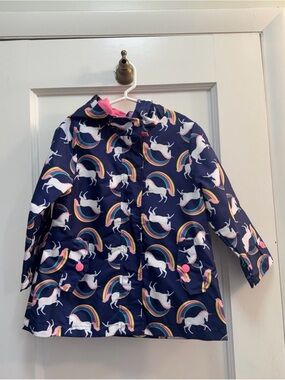 Carter's Navy Unicorn & Rainbow Hooded Raincoat